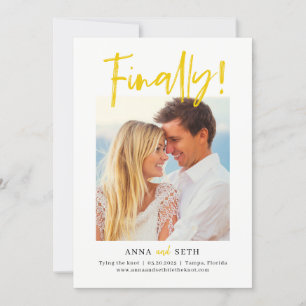 Tarjeta de anuncio de fecha de boda finalmente de