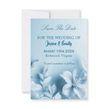 Tarjeta de Anuncio de Fecha de Boda Floral Azul Ce