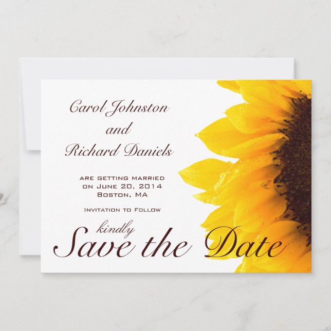 Tarjeta de anuncio de fecha de boda floral con fot (Anverso)