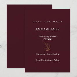Tarjeta de Anuncio de Fecha de Boda Minimalista El