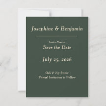 Tarjeta de anuncio de fecha de boda minimalista el
