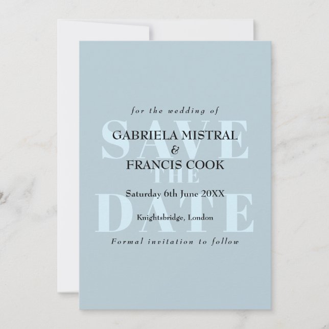 Tarjeta de anuncio de fecha de boda Simple Modern (Anverso)