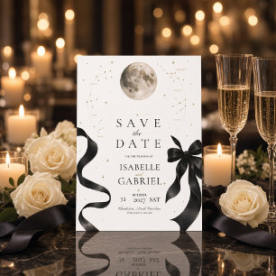 Tarjeta de anuncio de fecha de bodas celestial con