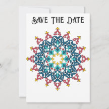 Tarjeta de anuncio de fecha de bodas con azulejo m