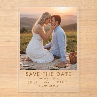 tarjeta de anuncio de fecha de bodas con foto de p