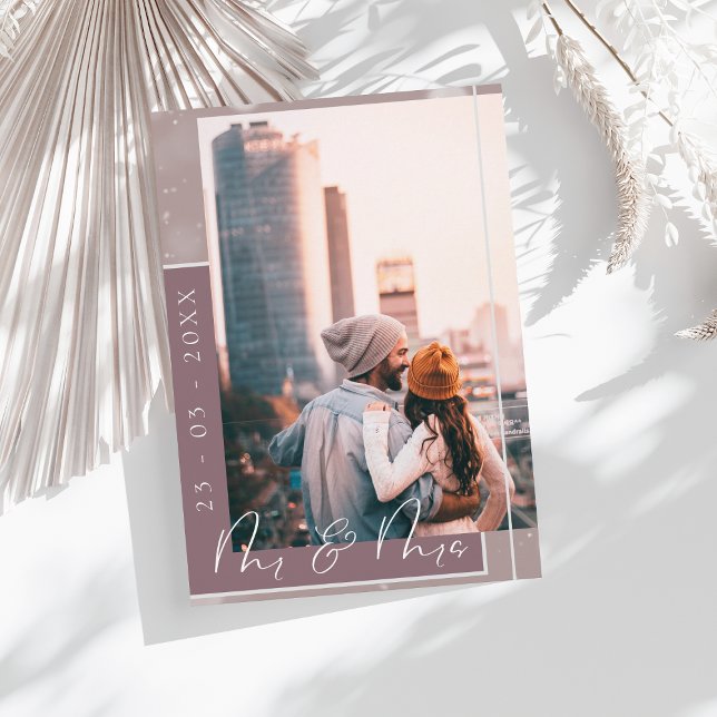 Tarjeta de anuncio de fecha de bodas con foto y le (Subido por el creador)