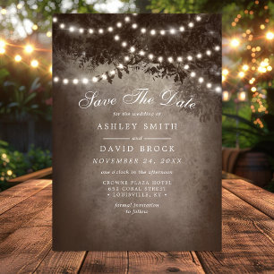 Tarjeta de Anuncio de Fecha de Bodas con Luces de