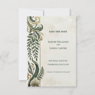 Tarjeta de anuncio de fecha de bodas con pergamino