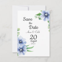 Tarjeta de Anuncio de Fecha de Bodas de Anémona Az