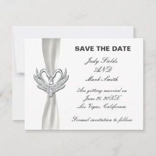 Tarjeta de anuncio de fecha de bodas de Cisnes de 