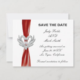 Tarjeta de anuncio de fecha de bodas de cisnes de 