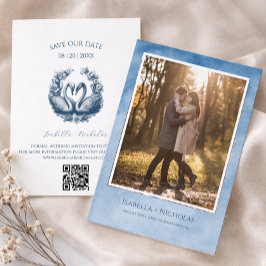 Tarjeta de anuncio de fecha de Elegant Swan Photo