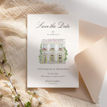 Tarjeta de anuncio de fecha de manor de acuarela e