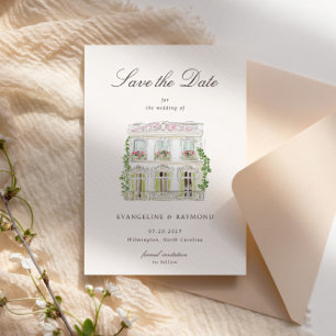 Tarjeta de anuncio de fecha de manor de acuarela e