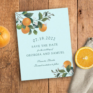 Tarjeta de Anuncio de Fecha de Naranjas Frutas y F