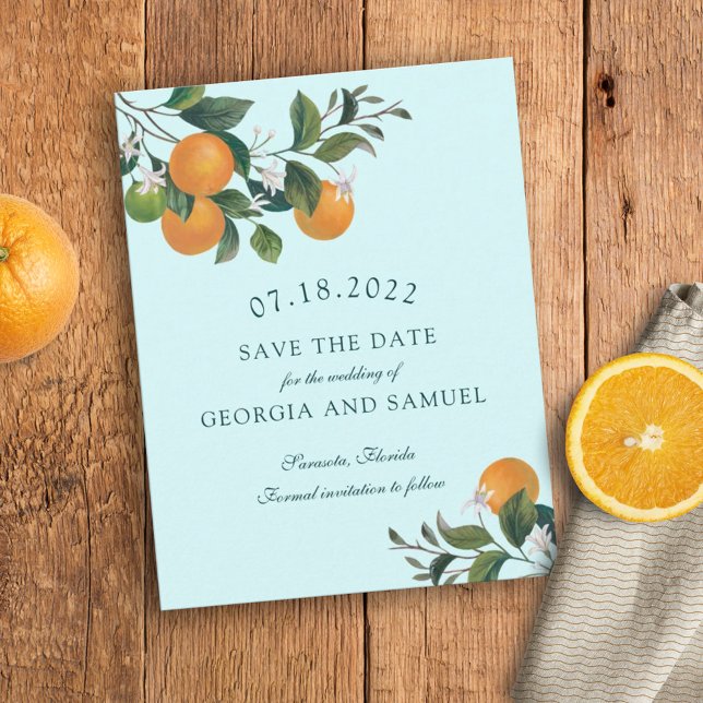 Tarjeta de Anuncio de Fecha de Naranjas Frutas y F (Subido por el creador)