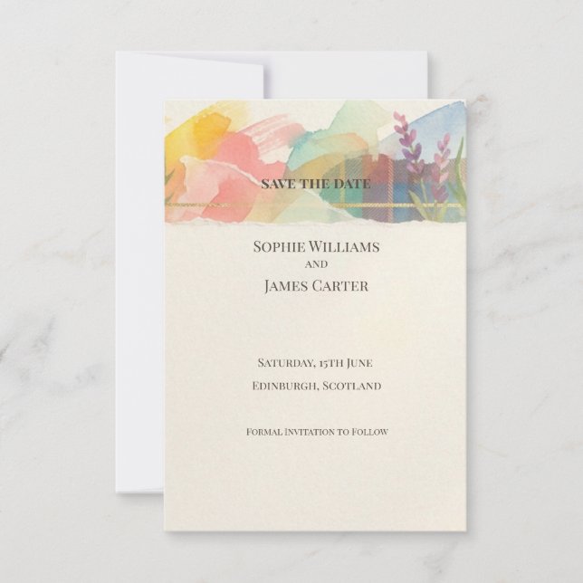 Tarjeta de anuncio de fecha de Pastel Bloom (Anverso)