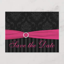 Tarjeta de Anuncio de Fecha de Rosa Gris Negro con