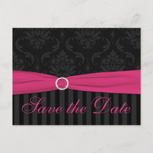 Tarjeta de Anuncio de Fecha de Rosa Gris Negro con