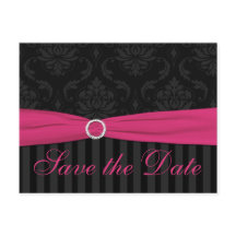 Tarjeta de Anuncio de Fecha de Rosa Gris Negro con