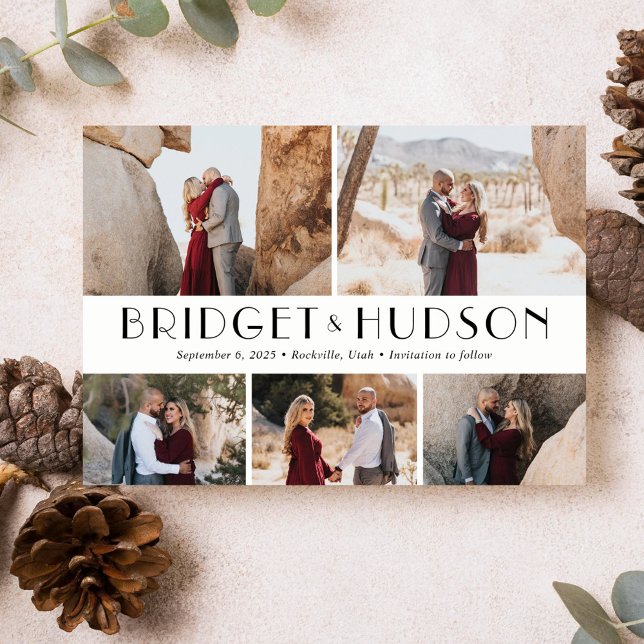 Tarjeta de anuncio de fecha editable de collage de (Subido por el creador)