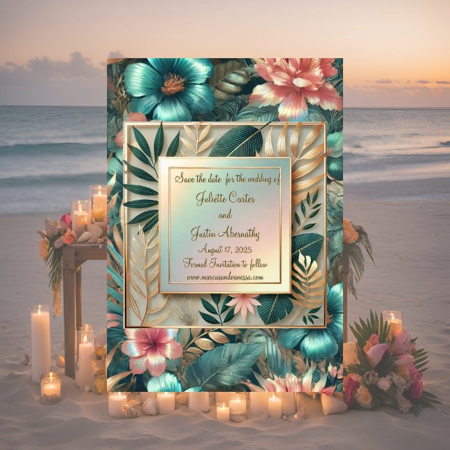 Tarjeta de Anuncio de Fecha Tropical Elegancia (Subido por el creador)