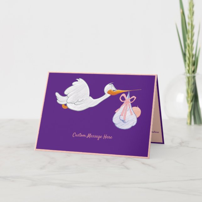 Tarjeta de Anuncio de Fiesta de Bebé Niña Entregad (Anverso)
