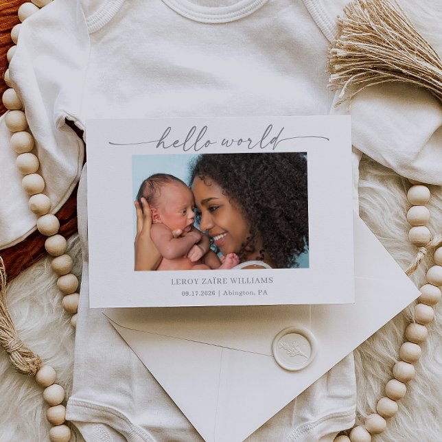 Tarjeta de anuncio de foto de bebé Minimal Hello W (Subido por el creador)