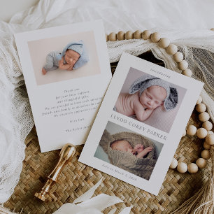 Tarjeta de anuncio de foto de bebé Simple Chic
