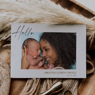 Tarjeta de Anuncio de Foto de Bebé Simple Hola