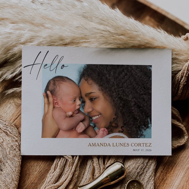 Tarjeta de Anuncio de Foto de Bebé Simple Hola (Subido por el creador)