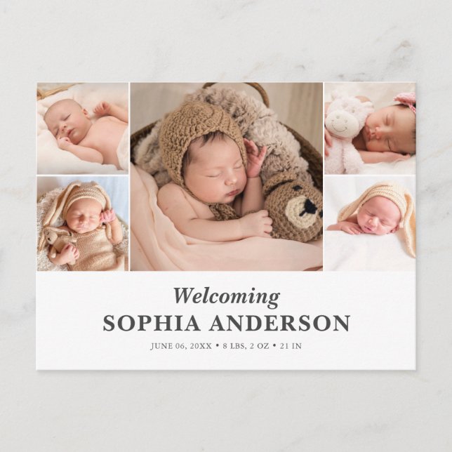 Tarjeta de anuncio de foto de bienvenida al bebé (Anverso)