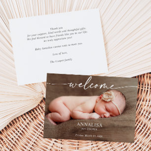 Tarjeta de anuncio de foto de bienvenida al bebé c
