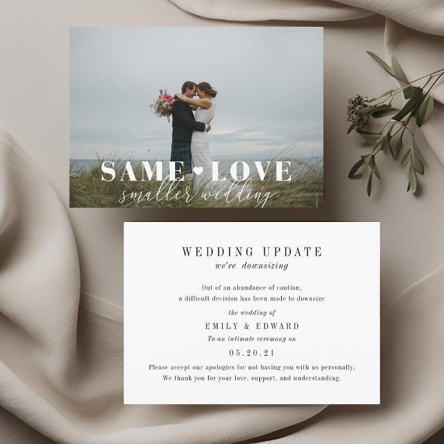Tarjeta de anuncio de foto de boda moderna reducid (Subido por el creador)