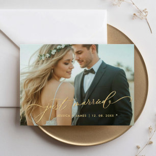 Tarjeta de anuncio de foto de boda recién casados 