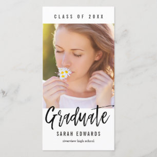 Tarjeta de Anuncio de Foto de Graduación Cepillada