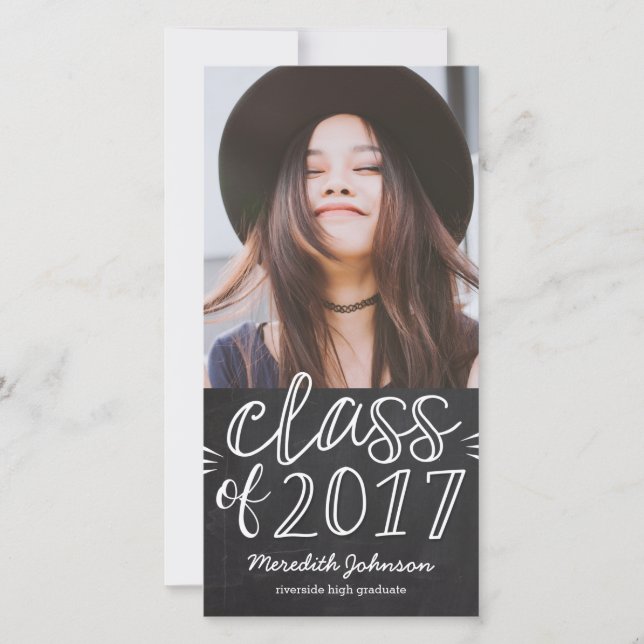 Tarjeta de Anuncio de Foto de Graduación con Guión (Anverso)