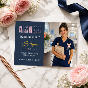 Tarjeta de Anuncio de Foto de Graduación de Enferm