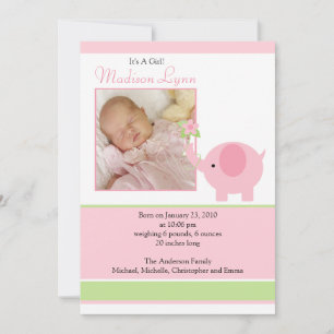 Tarjeta de anuncio de foto de niña bebé elefante r