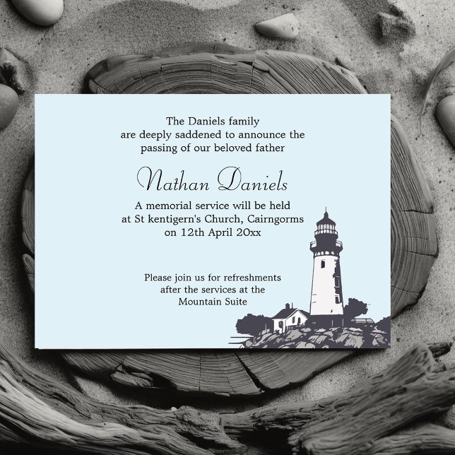Tarjeta de Anuncio de Funeral de Faro de Cabo (Subido por el creador)