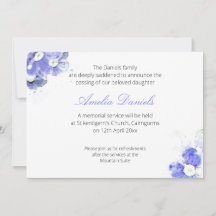 Tarjeta de Anuncio de Funeral de Nomeolvides Azul