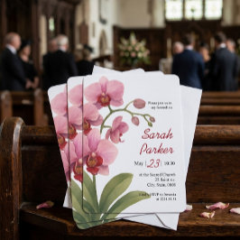 Tarjeta de anuncio de funeral de orquídea acuarela