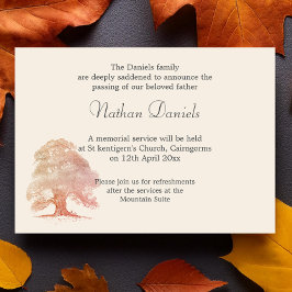 Tarjeta de Anuncio de Funeral de Roble Otoñal