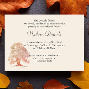 Tarjeta de Anuncio de Funeral de Roble Otoñal