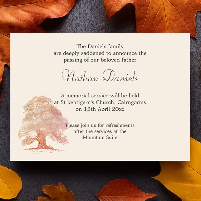 Tarjeta de Anuncio de Funeral de Roble Otoñal (Subido por el creador)