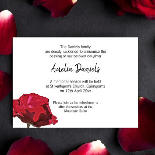Tarjeta de Anuncio de Funeral de Rosa Roja