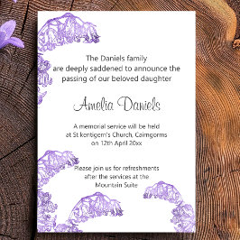Tarjeta de Anuncio de Funeral Pretty Bluebell