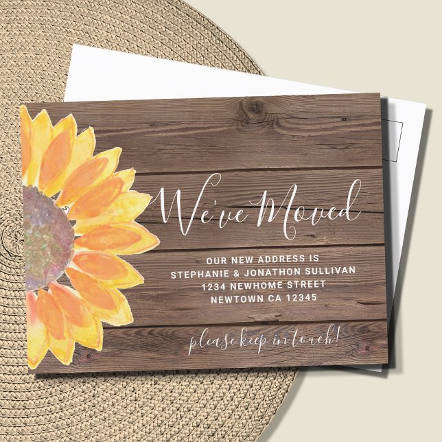 Tarjeta de anuncio de girasol Nos hemos mudado (Subido por el creador)