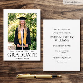 Tarjeta de Anuncio de Graduación Clásica con Foto 