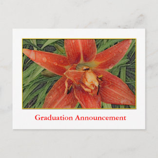 Tarjeta de anuncio de graduación con flores de lir
